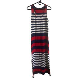 Just Love Maxi Dress Women Striped Knit  Sleeveless V Neck Patriotic Size Large